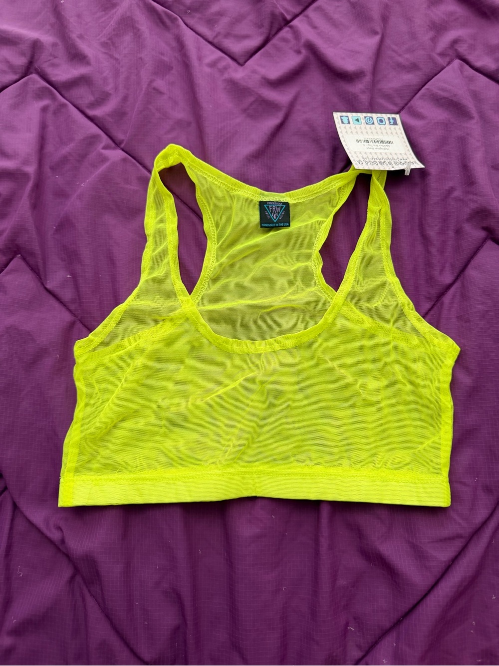 Freedom Ravewear Neon Yellow Mesh Bra Top
